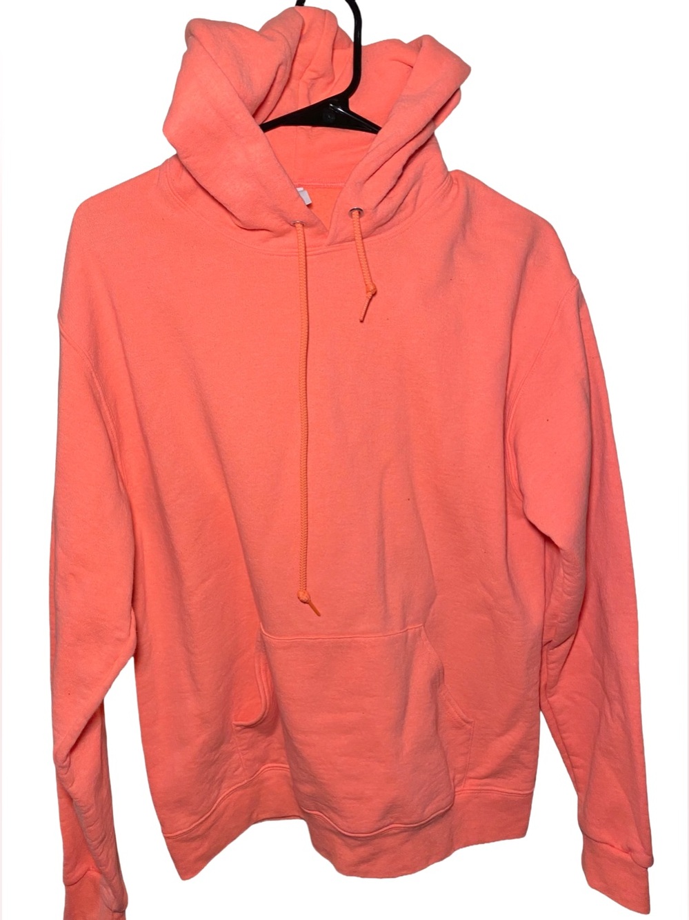 Jerzees NuBlend Hoodie Neon Coral Orange Pullover Sweatshirt Size Medium‎